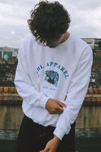 Load image into Gallery viewer, AHL Apparel white unisex sweatshirt with blue tiger graphic on male model