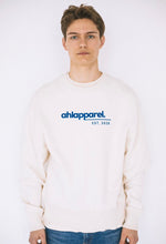 Load image into Gallery viewer, AHL Apparel Natural Raw sweatshirt with blue EST 2020 chest graphic
