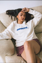 Load image into Gallery viewer, Female model sitting on sofa modelling natural raw conscious collection sweatshirt
