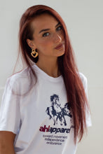 Load image into Gallery viewer, Summit White oversized unisex streetwear T-shirt with AHL Apparel chest logo

