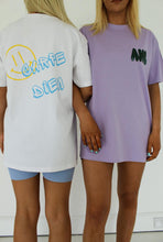 Load image into Gallery viewer, Two female models styling white and purple carpe diem t-shirts
