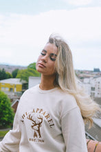 Load image into Gallery viewer, AHL Apparel Natural sweatshirt with brown stag and EST 2020 print
