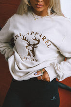 Load image into Gallery viewer, AHL Apparel Natural unisex sweatshirt with brown stag graphic on model
