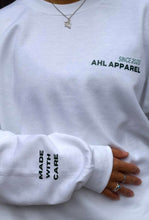 Load image into Gallery viewer, Model wearing AHL Apparel Made With Care Heather Grey oversized sweatshirt
